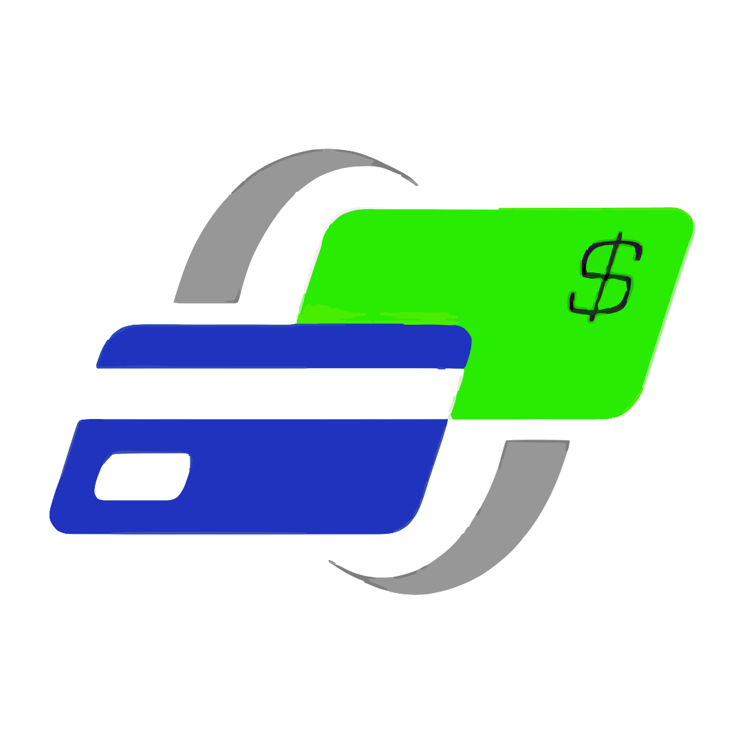 Logo of PosPayTech featuring a blue wallet and a green credit card with a dollar sign.